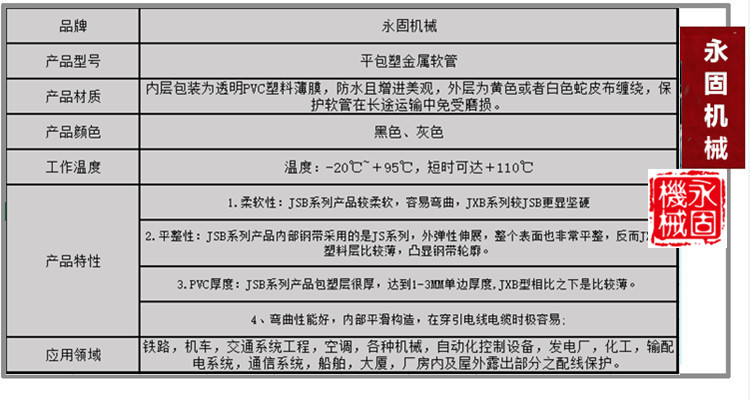 平包塑金屬軟管產(chǎn)品介紹